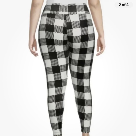 No Boundaries Soft Velour Black Buffalo Plaid Leggings XXX/3X/23-25 NEW - Picture 2 of 5